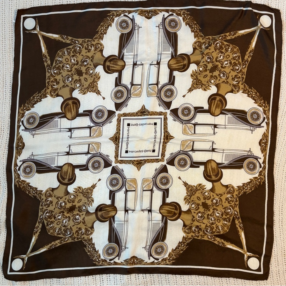 Vintage Mercedes-Benz Automobile 100% Silk Scarf